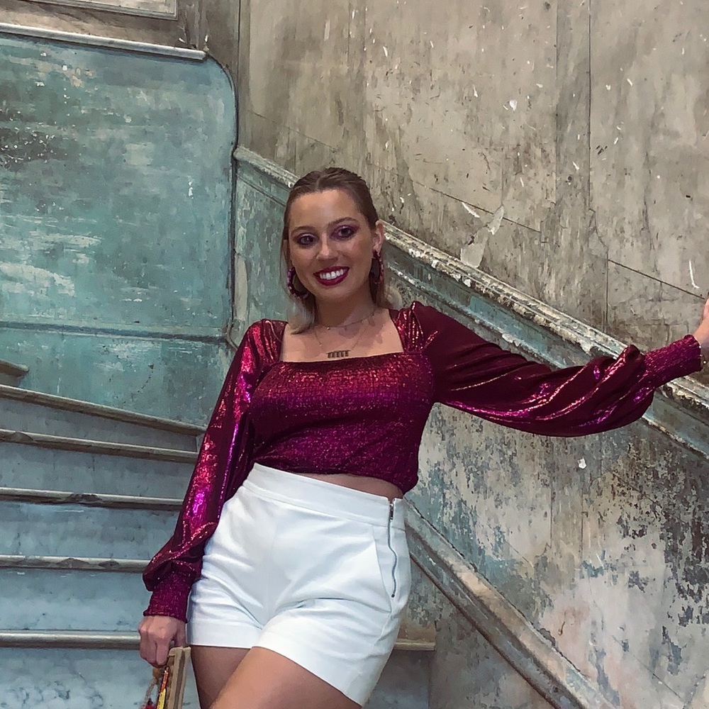 Pink crop long sleeve size M worn once